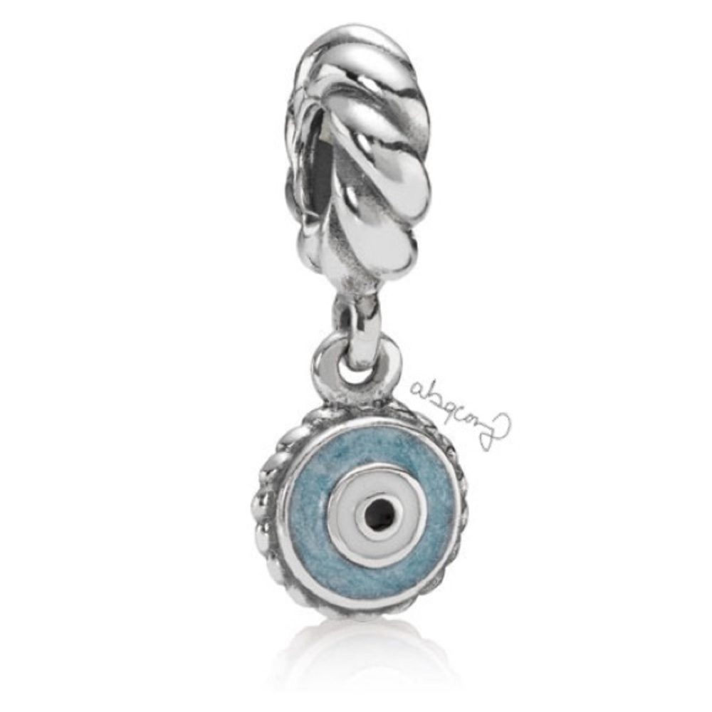 Pandora 790529EB Sterling Silver Blue Eye Enamel Dangle Charm EUC